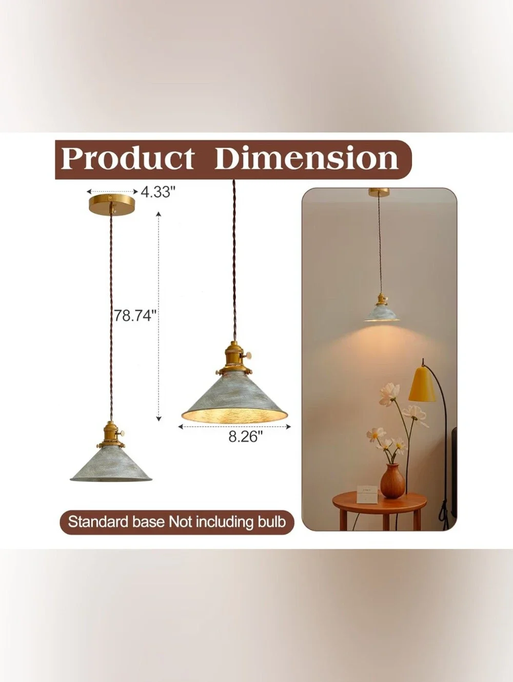 Rustic Pendant Light 2 Pack with Vintage Silver Hanging Metal Lampshade NIB